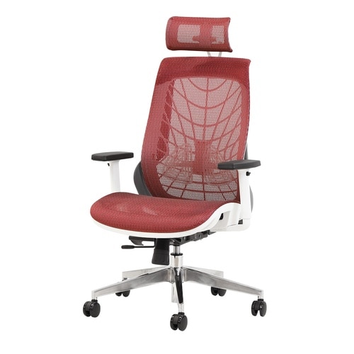 ウェルビーオフィスチェアヘッドレスト肘付RD