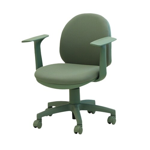 ワンカラーデスクチェアT字肘付オリーブ