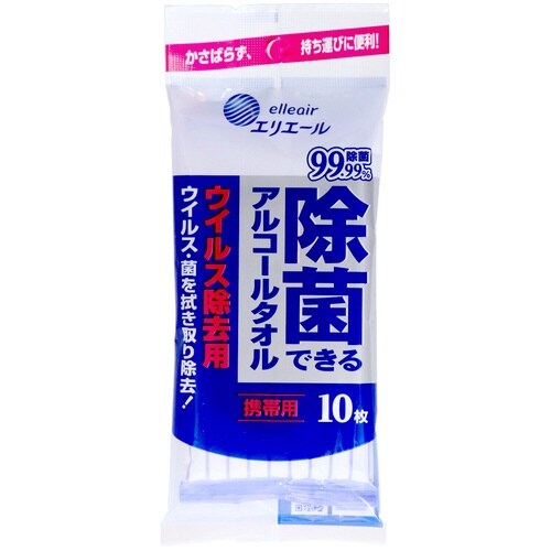 エリエル除菌アルコルタオルウイルス携帯10枚×12