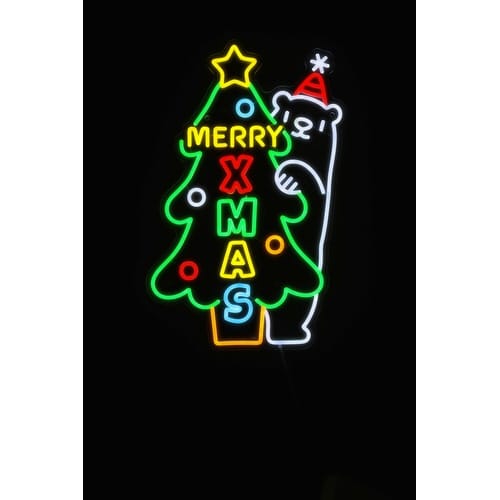 クリスマスネオン ツリー&シロクマ