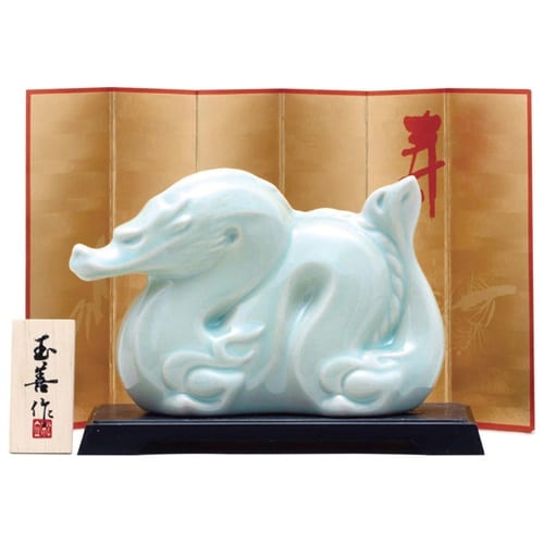 【正月粗品】開運干支辰水青磁 置物 小