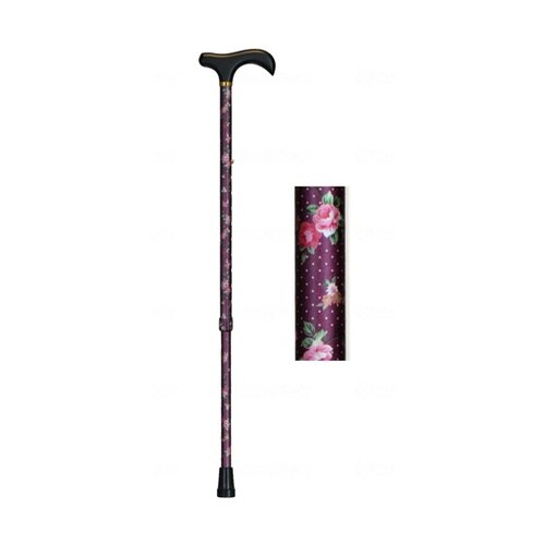 アルミ製花柄伸縮杖 ムラサキ 1852