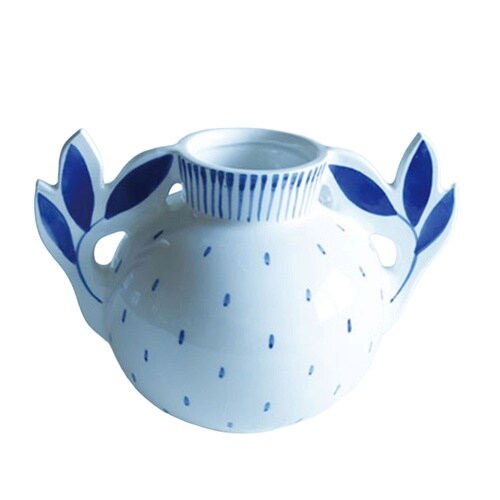 花瓶 welms Blue Dot ダブルリーフ