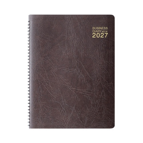 手帳 2027年 A5 リング 茶