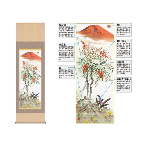 掛軸「紅白南天霊峰図」尺三立・須藤栄心
