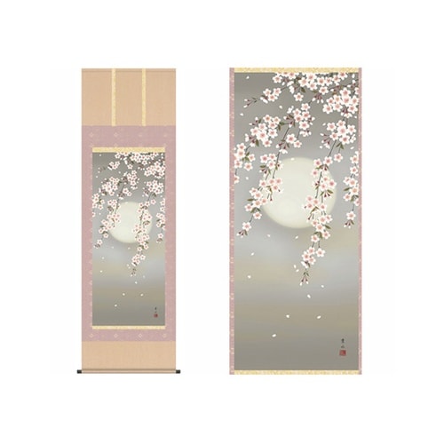 掛軸 「夜桜」 緒方葉水 筆 K1164