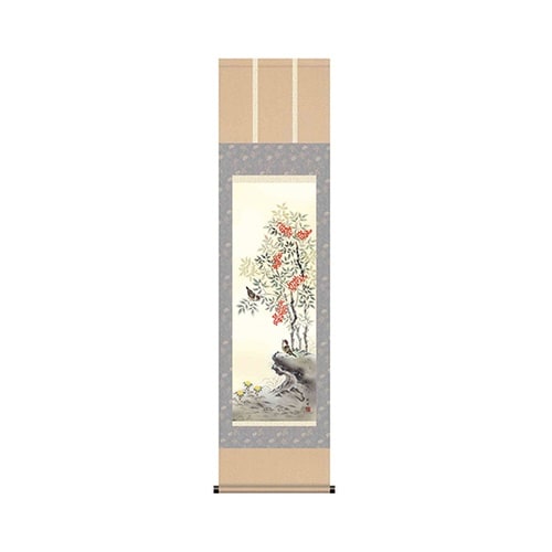掛軸「四季花鳥揃」田村竹世筆 尺三 D=