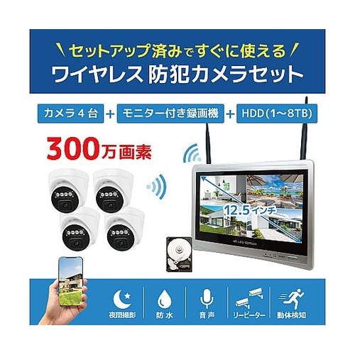 ワイヤレス300万画素ドーム型カメラ(4