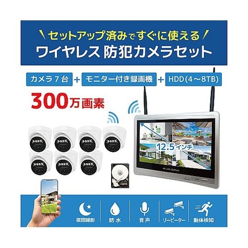 ワイヤレス300万画素ドーム型カメラ(7