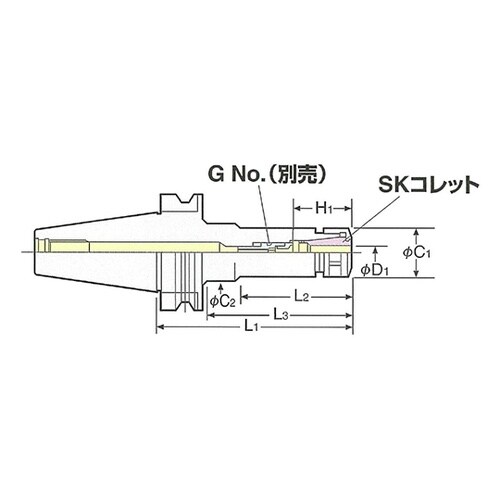 BT40SK20C−75 スリムチャック