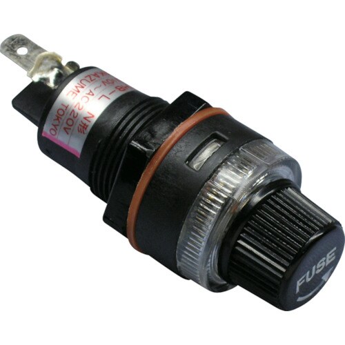 筒型ヒューズホルダー 溶断時赤ネオン点灯