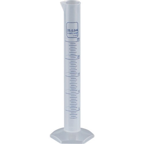 メスシリンダー 25ml 青目盛付 PP製