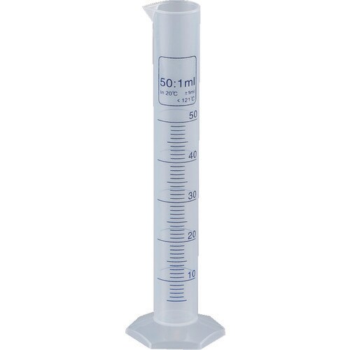 メスシリンダー 50ml 青目盛付 PP製