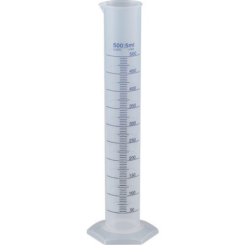 メスシリンダー 500ml 青目盛付 PP製