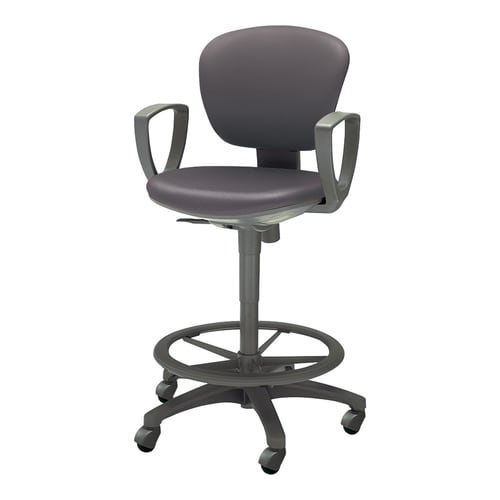 レグノ2 ハイタイプ 肘付 合皮濃灰 硬床用