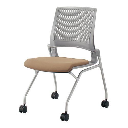 オルディナ 背樹脂肘無 本体灰 薄茶軟床用