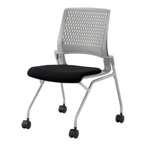 オルディナ 背樹脂肘無 本体灰 黒硬床用