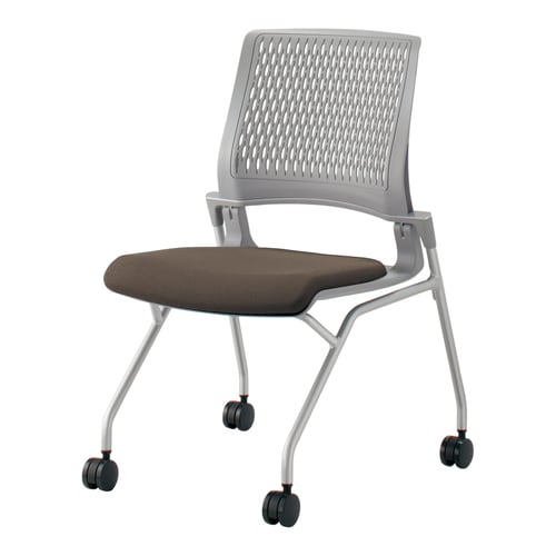 オルディナ 背樹脂肘無 本体灰 茶硬床用