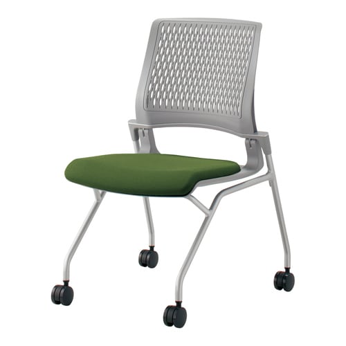 オルディナ 背樹脂肘無 本体灰 緑硬床用