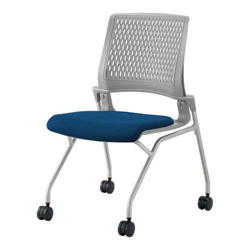 オルディナ 背樹脂肘無 本体灰 紺硬床用