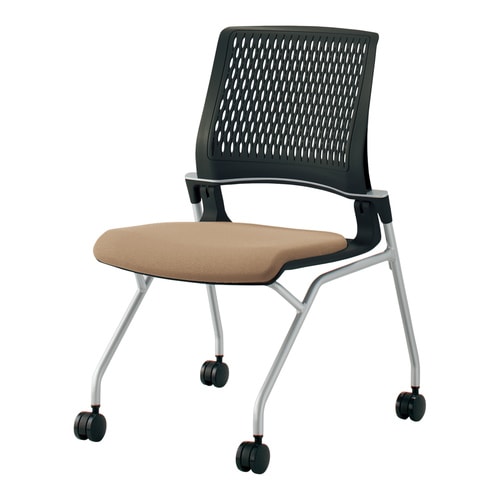 オルディナ 背樹脂肘無 本体黒 薄茶軟床用