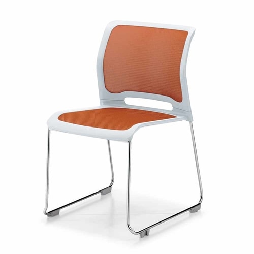 カラベルサークル脚背メッシュ肘無ステン脚本体白 橙