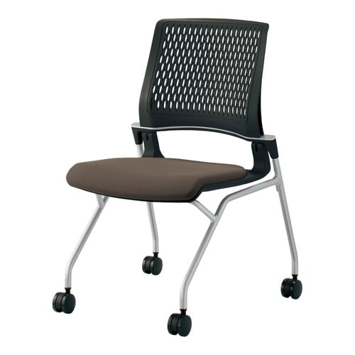 オルディナ 背樹脂肘無 本体黒 茶硬床用