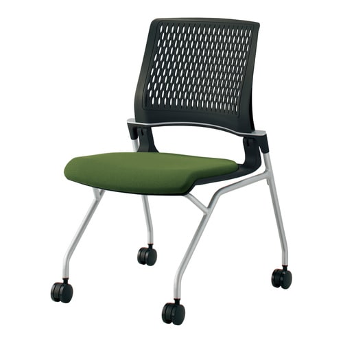 オルディナ 背樹脂肘無 本体黒 緑硬床用