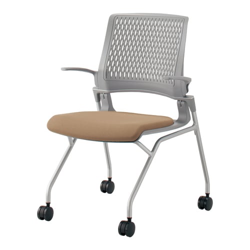 オルディナ 背樹脂肘付   本体灰 薄茶硬床用