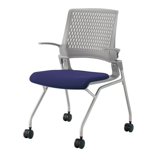 オルディナ 背樹脂肘付   本体灰 紫硬床用