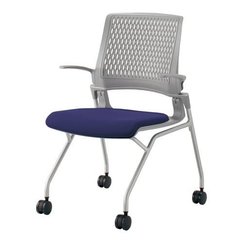 オルディナ 背樹脂肘付   本体灰 紫軟床用