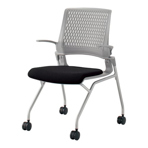 オルディナ 背樹脂肘付 本体灰 黒硬床用