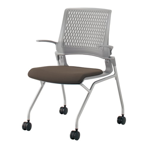 オルディナ 背樹脂肘付   本体灰 茶硬床用