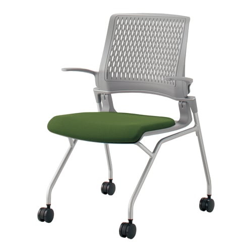 オルディナ 背樹脂肘付   本体灰 緑硬床用