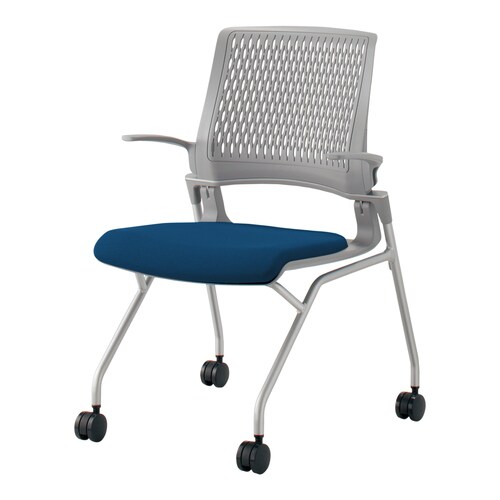 オルディナ 背樹脂肘付   本体灰 紺硬床用