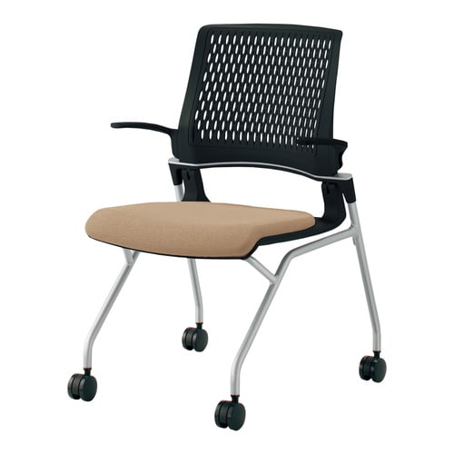 オルディナ 背樹脂肘付 本体黒 薄茶軟床用