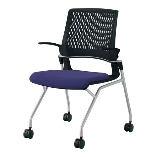 オルディナ 背樹脂肘付 本体黒 紫硬床用