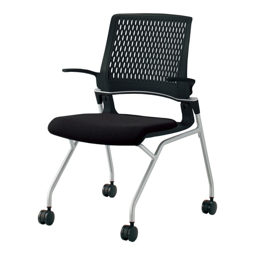 オルディナ 背樹脂肘付 本体黒 黒硬床用