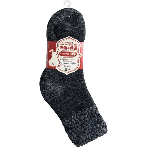 レディースサーモ パイルソックス(2足組) モク