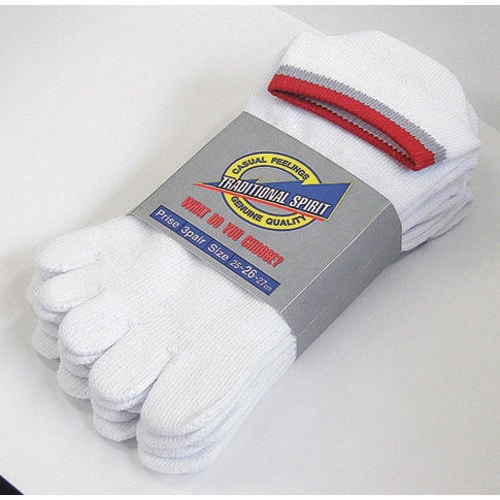 スニーカータイプソックス 3足組(白・5本指)