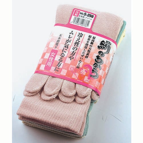 絹のちから 婦人 5本指 カラー 3足組