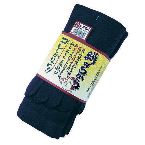 絹のちから 5本指 3足組 (ネイビー)