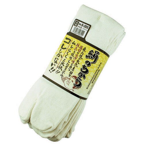 絹のちから オフホワイト タビ型靴下 3足組