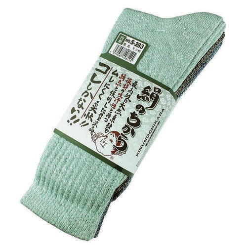 絹のちから モク柄 先丸靴下 3足組