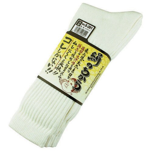 絹のちから オフホワイト 先丸靴下 3足組