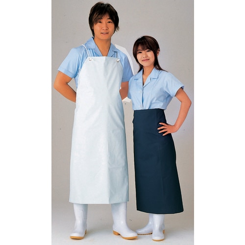 エステル前掛け 胸付 白 #6130