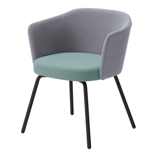 コーデ チェア 肘無 黒脚 水色明灰