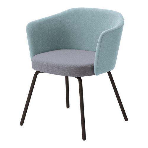 コーデ チェア 肘無 黒脚 明灰水色