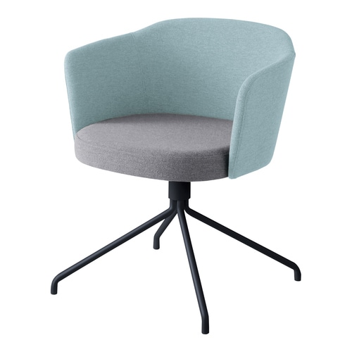 コーデ チェア 肘無 座回転黒脚 明灰水色