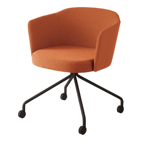 コーデ チェア 肘無 黒キャスター脚 橙
